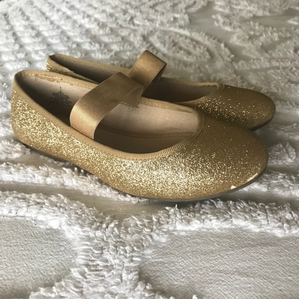 Girls Gold Ballet Flats